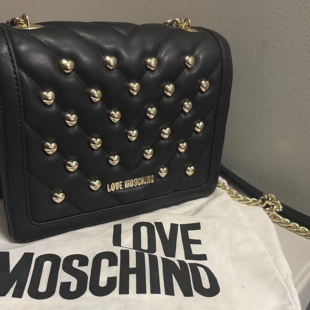 Love Moschino Black Quilted Bag with Gold Accents